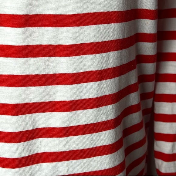 J CREW Boatneck Tee Long Sleeves Red White Stripe Cotton Small - Picture 6 of 10